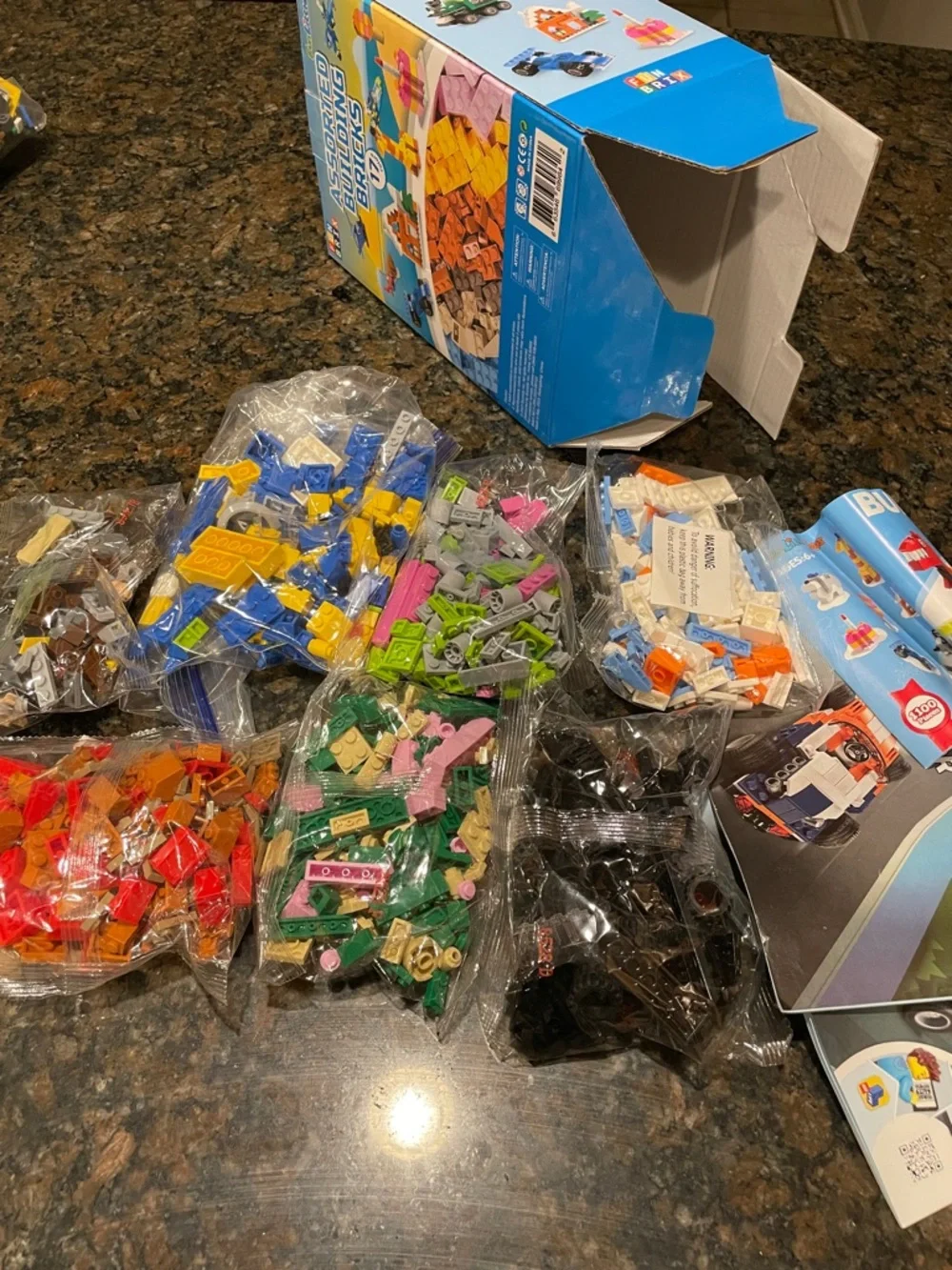 Lego Mixed Bricks and Minifigure Parts - Yellow, Red, Blue, Green, Black, White